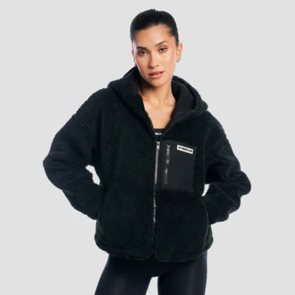 women s sherpa jacket black gymbeam 1